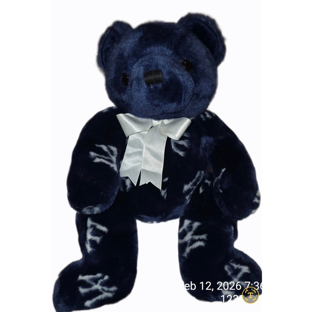 Yankess Large Ty Bear 2006, navy blue with white logo, baseball game giveaway!‎